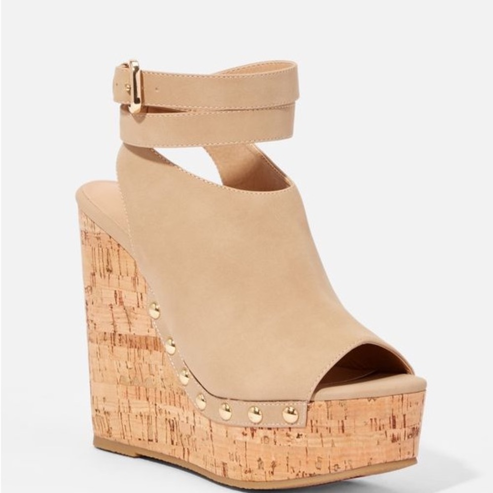 Sarahh Platform Wedge.Faux Nubuck. Heel height 5”. Studs.